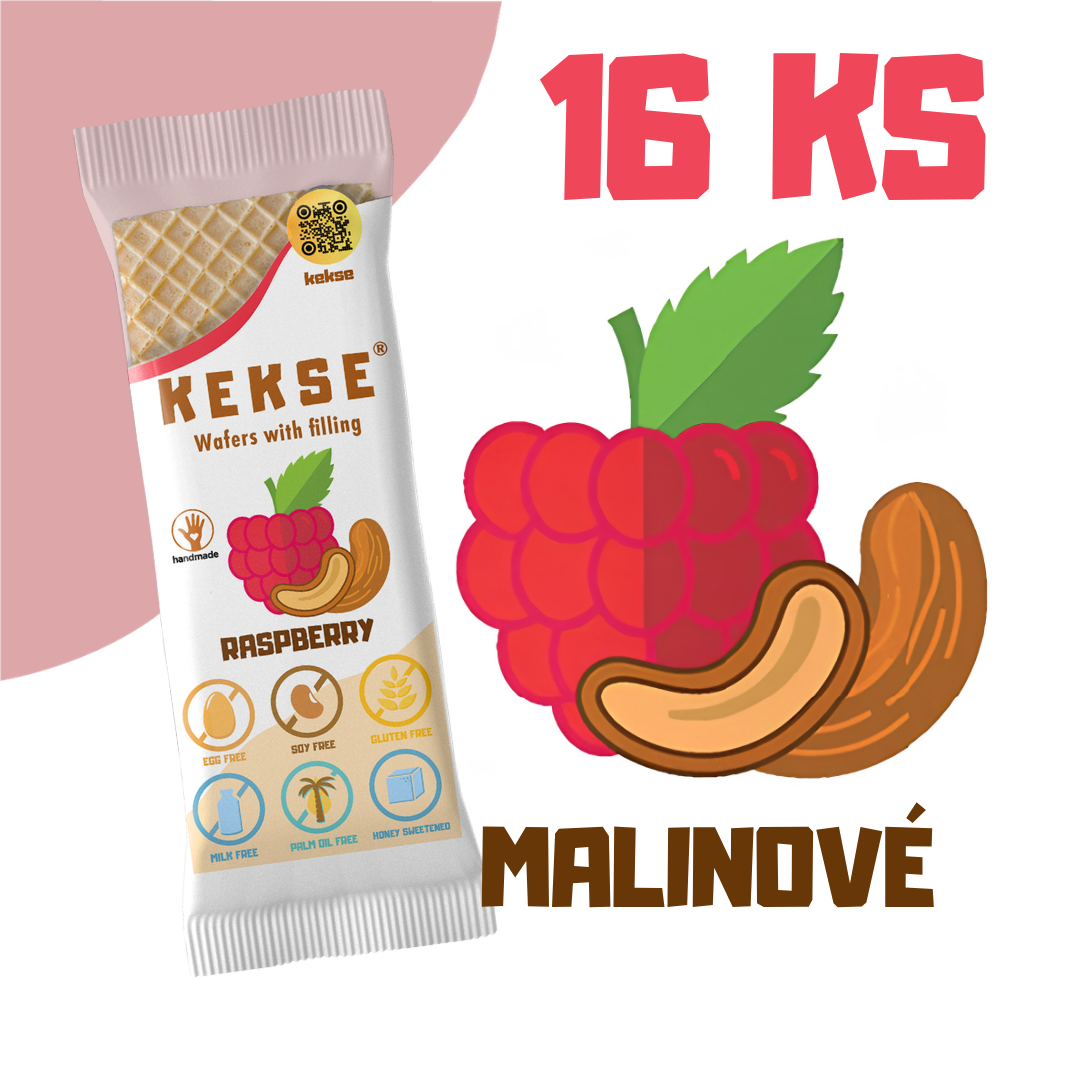 KEKSE Oblátky s malinovou náplňou 16 ks