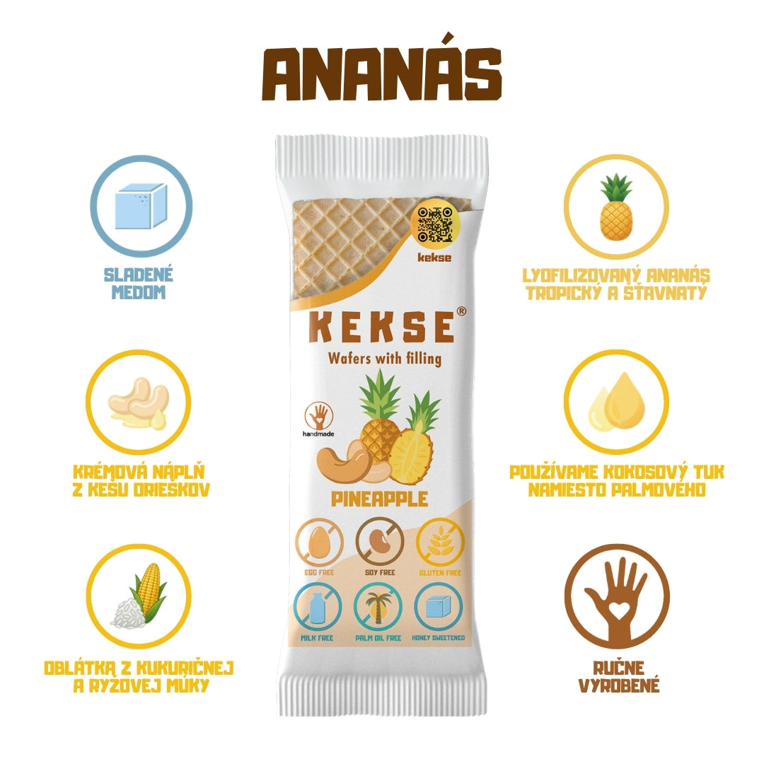 KEKSE Oblátky s ananásovou náplňou 16 ks
