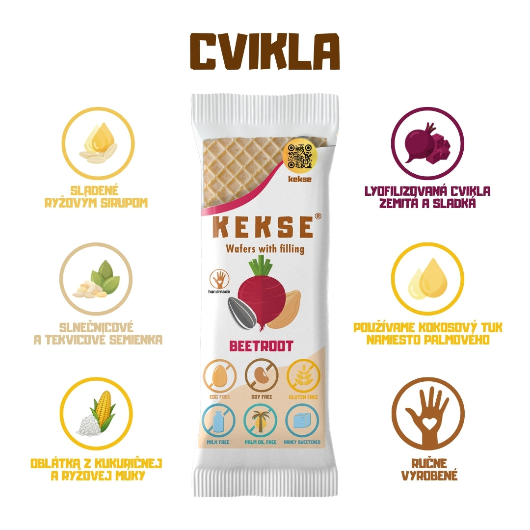 KEKSE oblátky s cviklou — bezlepkové a vegánske, končiaca trvanlivosť