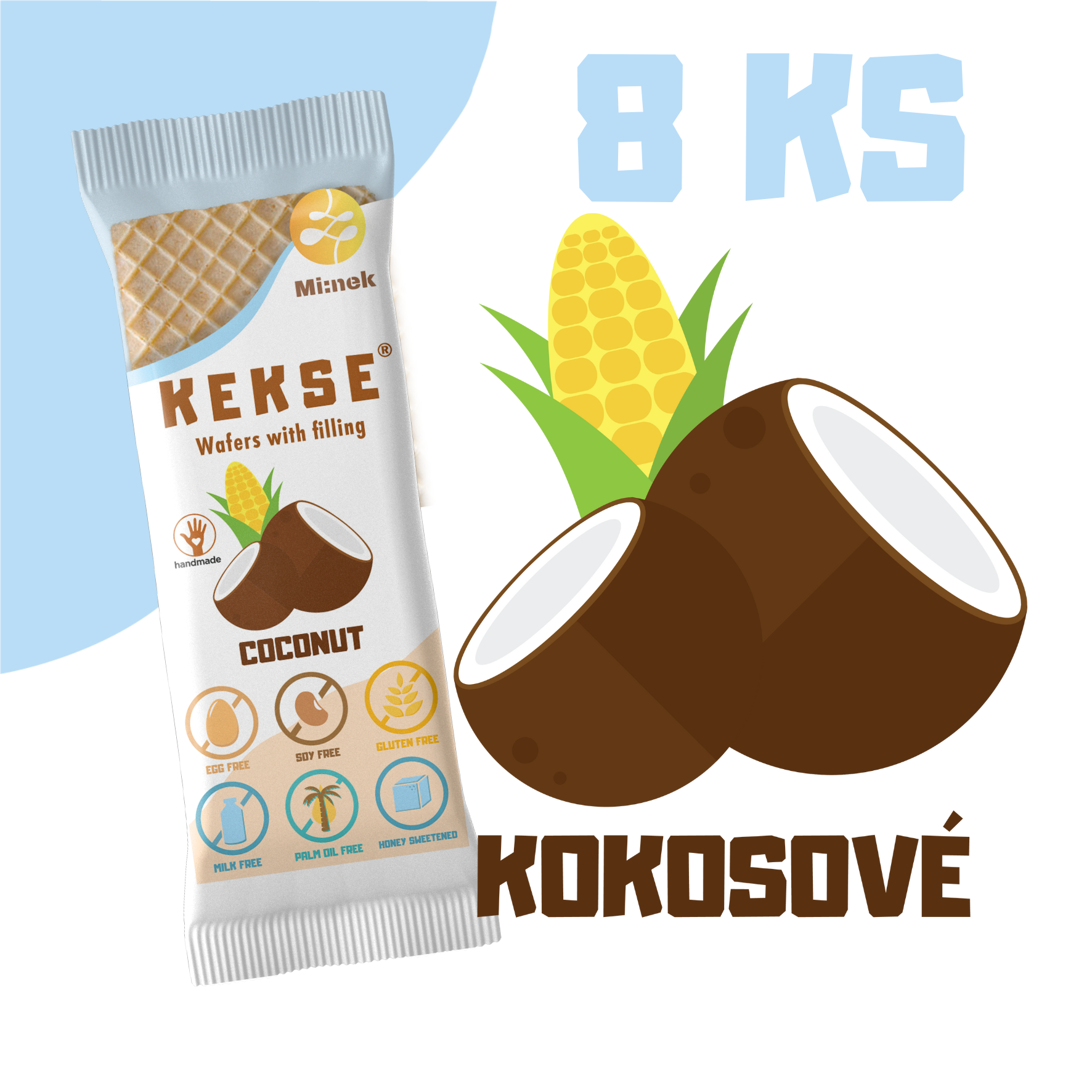 KEKSE Oblátky s kokosovou náplňou 8 ks